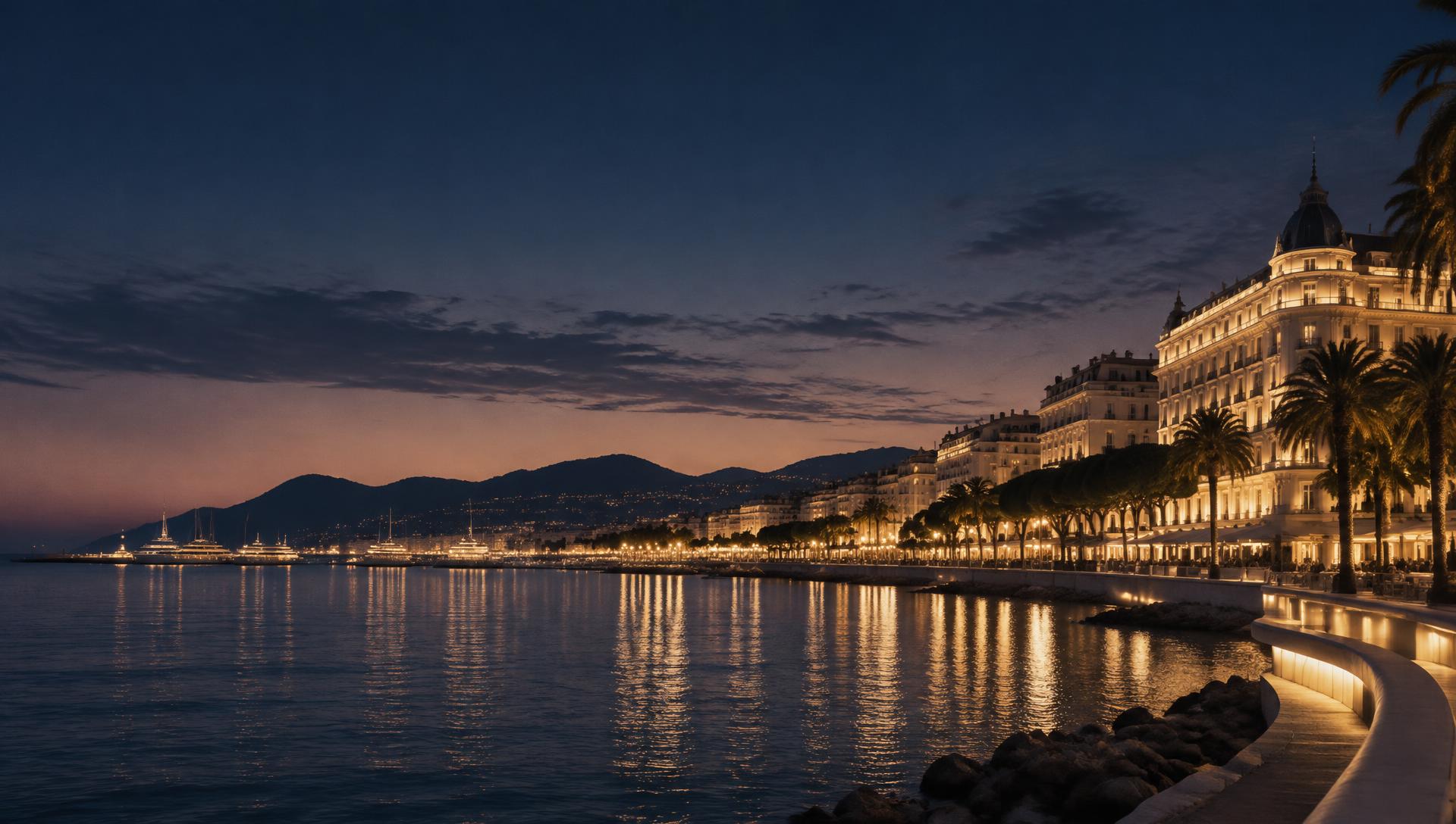 La Croisette à Cannes au crépuscule
